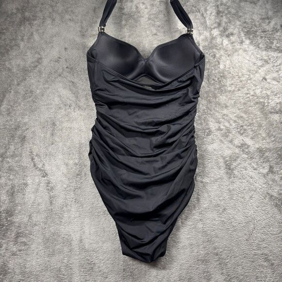 Victoria Secret Unforgettable One Piece Swimsuit Halter Underwire Black 34B E105 - Picture 5 of 10